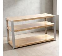 CTSSWMWY Meuble HiFi en Aluminium avec Étagères en Bois pour Platine Vinyle | Meuble HiFi avec cadre en alliage d'aluminium, étagères en bois pour platine(Natural,45.2x20x24.8in)