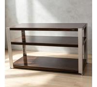CTSSWMWY Meuble HiFi en Aluminium avec Étagères en Bois pour Platine Vinyle | Meuble HiFi avec cadre en alliage d'aluminium, étagères en bois pour platine(Brown,45.2x20x24.8in)