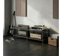 CTSSWMWY Meuble HiFi, Support Audio Ouvert à 1/2/3/4 Niveaux Double Module avec Cadre métallique et tablettes en Bois pour Salon, cinéma Maison et Studio d’Enregistrement
