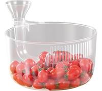 CTTPEG Rondelle rotative automatique pour légumes, fruits et légumes avec panier de vidange, passoire portable multifonction pour baies et légumes
