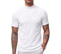 CTU T-Shirt Faux-Col Roulé Homme, sous-Pull Manches-Courtes en Coton, M-3XL | Tissu Tricot en Coton, Très Élastique, Respirant, Doux-Confortable, Coupe Slim-Fit Pour Superposition