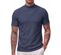 CTU T-Shirt Faux-Col Roulé Homme, sous-Pull Manches-Courtes en Coton, M-3XL | Tissu Tricot en Coton, Très Élastique, Respirant, Doux-Confortable, Coupe Slim-Fit Pour Superposition
