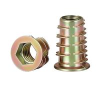 Ctyjia Lot de 25 Insert Fileté Bois, M4x10mm Écrous Filetés en Alliage de Zinc, Écrous à Enfoncer pour Meubles en Bois, Charpentier, Bricolage