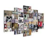 Cuadros B&D XXL - Tableau décoratif moderne 100x50 cm - Impression sur toile colorée - Décoration murale pour salon et chambre - Banksy modèle graffiti collage coloré fond urbain i-C-0092-b-n
