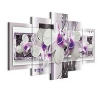 Cuadros B&D XXL - Tableau décoratif nature 100x50 cm - Impression sur toile colorée - Décoration murale pour salon et chambre - Abstraction fleurs nature orchidées plantes b-A-0042-b-p