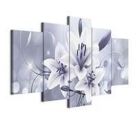 Cuadros B&D XXL - Tableau décoratif nature 200x100 cm - Impression sur toile colorée - Décoration murale pour salon et chambre - Abstraction lueur fleurs lys nature plantes lumière b-C-0041-b-o