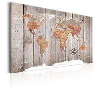 Cuadros B&D XXL - Tableau en Liège Monde 120x80 cm - Tableau d'Affichage Mappemonde Cadre en Bois Grande Décoration Murale pour Bureau Maison - Carte de voyage style vintage k-C-0050-p-b