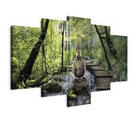 Cuadros B&D XXL - Tableau Mural Décoration Moderne Chambre, Asie, 100x50 cm | Clous Inclus, Impression sur Toile, Tableaux, Posters et Arts Décoratifs, Bouddha Bouddhisme Arbres Feng Shui Forêt Nature