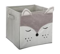 Atmosphera – Bac de rangement enfant Renard velours gris 29 x 29 cm