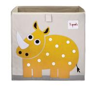 3 Sprouts Cube de rangement jouets Rhinocéros 33 x 33 cm Multicolore