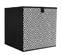 Cube de rangement 30x30x30 cm motif losanges collection BRAID noir 27L