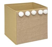 Cube De Rangement En Jute Avec Pompons - Marron Marron
