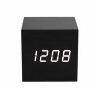 Cube Horloge LED Bois AC10 Noir/Blanc Affichage Heure/Date/Température (USB/Piles) VITDIPY