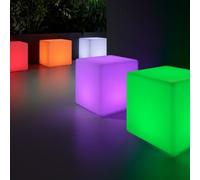 Cube lumineux avec lumière LED 40 cm, changement de couleur, sans câbles.
