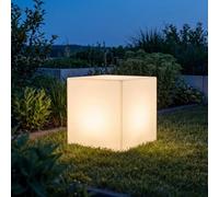 Cube lumineux solaire LED + changeur de couleur RGBW + variateur + télécommande L : 40 cm Blanc IP65 Lampe de jardin Terrasse Lampe extérieure Jardin