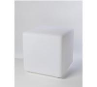 Cube solaire lumineux tabouret table basse LED blanc/multicolore CASY H30cm