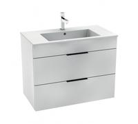 Cube Meuble de salle de bain blanc 2 tiroirs 79x42.2x62.2cm + Lavabo en céramique blanche et trop plein (H4537621763001)