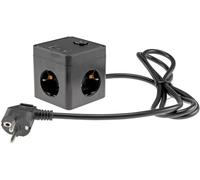 Cube multiprise 3 prises USB-A USB-C 6 en 1 - Distributeur de courant - Câble de 1,5 m - 8 x 8 x 8 cm - Dessous caoutchouté pour éviter de glisser - Noir