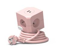 Cube multiprise avec double port USB - LINK2HOME - 4 prises secteur 16A - 2 ports USB - 3680 W max - Rose