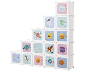 Cube Reksysteem Armoire de rangement pour enfants - Armoire avec portes - Étagère à chaussures en plastique - Étagères sans boulons - Jouet à chaussures multifonctionnel 153x31x153cm Blanc LPC902W