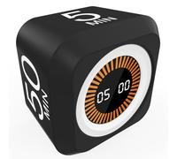 Cube rotatif minuteur visuel 5, 25, 10 et 50 minutes préréglé + compte à rebours personnalisé, minuterie de productivité de bureau rechargeable avec coque en silicone amovible pour TDAH, étude