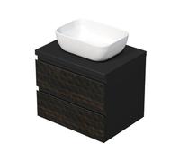Cube Way 60x47,5x46 cm meuble de salle de bain suspendu avec lavabo et plaque de recouvrement, marron mat (CUBE3D46602ZHKD)