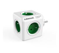 CubeNest PowerCube Bloc multiprise Original 5 Compartiments Design à Pois Rouges Sécurité Enfant ABS Robuste Polyvalent pour Le Bureau et la Maison 16 A/250 V Vert