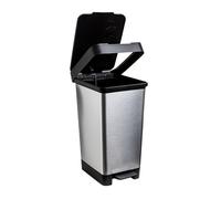 TATAY Poubelle de Cuisine Smart, Capacité 25L, Pédale Rétractable, Polypropylène, Sans BPA, Sac Poubelle 30L. Gris Metallise. Dimension 26 x 36 x 47cm