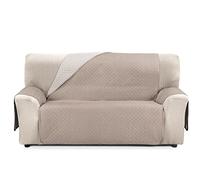 CUBRE SOFA BICOLOR REVERSIBLE RUBI 2 PLAZAS LINO/CUERO