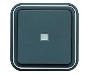 cubyko Poussoir 1F à voyant témoin encastré à griffes gris IP55 - HAGER WNE023G