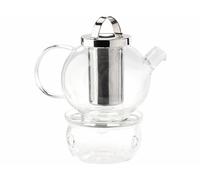 Cucina Dimodena Théière en verre avec filtre en acier et réchaud