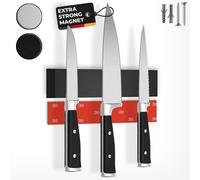CUCINO Barre magnétique autocollante 25cm - Vainqueur du comparatif avec aimant extra fort - Montage facile avec ruban adhésif 3M sans percer, noir