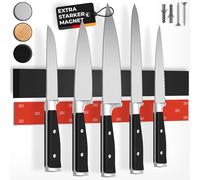 CUCINO Barre magnétique autocollante 40cm - Vainqueur du comparatif avec aimant extra fort - Montage facile avec ruban adhésif 3M sans percer, noir