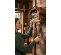 Cuckoo-Palace Horloge à Coucou Allemand - Chalet Romantique Vallée des Moulins de la Forêt Noire - avec des Animaux Merveilleux - Mouvement à Quartz de Hauteur 26cm