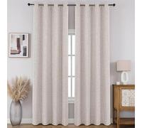 CUCRAF Lot de 2 Rideaux 100% occultants, Rideaux à Isolation Thermique avec œillets en Faux Lin pour Chambre à Coucher/Salon (Blanc cassé, 132,1 x 228,6 cm)