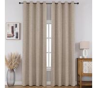 CUCRAF Lot de 2 Rideaux 100% occultants, Rideaux à Isolation Thermique avec œillets en Faux Lin pour Chambre à Coucher/Salon (Kaki Clair, 132,1 x 182,9 cm)