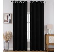 CUCRAF Lot de 2 Rideaux 100% occultants, Rideaux à Isolation Thermique avec œillets en Faux Lin pour Chambre à Coucher/Salon (Noir, 132,1 x 213,4 cm)