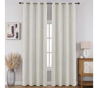 CUCRAF Lot de 2 Rideaux 100% occultants, Rideaux à Isolation Thermique avec œillets en Faux Lin pour Chambre à Coucher/Salon (Beige Clair, 132,1 x 228,6 cm)