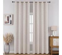 CUCRAF Lot de 2 Rideaux 100% occultants - Rideaux à Isolation Thermique avec œillets en Faux Lin pour Chambre à Coucher/Salon (Blanc cassé, 132,1 x 182,9 cm)