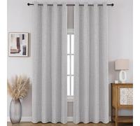 CUCRAF Lot de 2 Rideaux 100% occultants, Rideaux à Isolation Thermique avec œillets en Faux Lin pour Chambre à Coucher/Salon (Blanc, 132,1 x 213,4 cm)