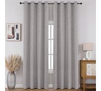 CUCRAF Lot de 2 Rideaux 100% occultants, Rideaux à Isolation Thermique avec œillets, Imitation Lin pour Chambre à Coucher/Salon (Gris Clair, 132,1 x 241,3 cm)
