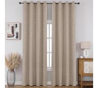 CUCRAF Lot de 2 Rideaux de fenêtre entièrement occultants à Isolation Thermique avec œillets, Aspect Lin synthétique, pour Chambre à Coucher et Salon, 132,1 x 228,6 cm de Long, Kaki Clair