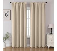 CUCRAF Lot de 2 Rideaux occultants de 160 cm de Long avec Passe-Tringle pour Chambre à Coucher et Salon - Rideaux de fenêtre isolés Thermiques, bloquant la lumière (132 x 160 cm (l x L) - Beige Clair