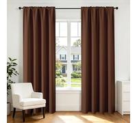 CUCRAF Lot de 2 Rideaux occultants de fenêtre à Isolation Thermique de Couleur Unie avec Passe-Tringle pour Chambre à Coucher et Salon, 132,1 x 182,9 cm, Marron