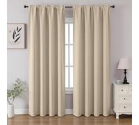 CUCRAF Lot de 2 Rideaux occultants de fenêtre à Isolation Thermique de Couleur Unie avec Passe-Tringle pour Chambre à Coucher et Salon, 132,1 x 228,6 cm, Beige Clair
