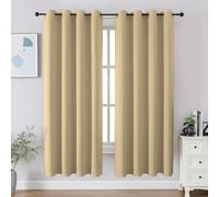 CUCRAF Lot de 2 Rideaux occultants de fenêtre à Isolation Thermique pour Chambre à Coucher, Cuisine et Salon, 132 x 160 cm de Long, Beige