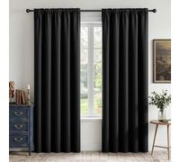 CUCRAF Lot de 2 rideaux occultants noirs de 243,8 cm de long avec passe-tringle pour chambre à coucher et salon, rideaux de fenêtre isolés thermiques, bloquant la lumière (132 x 243,8 cm (l x L), noir