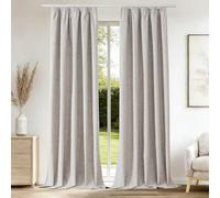 CUCRAF Rideau Occultant avec Galon Fronceur,100% Opacité,H225 x L140 cm,Lot de 2 Panneaux Effet Lin pour Salon,Chambre à Coucher,Chambre Enfant,Système de Rail