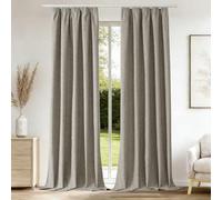 CUCRAF Rideau Occultant avec Galon Fronceur,100% Opacité,H225 x L140 cm,Lot de 2 Panneaux Effet Lin pour Salon,Chambre à Coucher,Chambre Enfant,Système de Rail