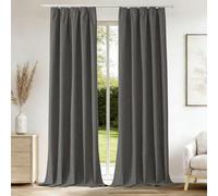 CUCRAF Rideau Occultant avec Galon Fronceur,100% Opacité,H245 x L140 cm,Lot de 2 Panneaux Effet Lin pour Salon,Chambre à Coucher,Chambre Enfant,Système de Rail